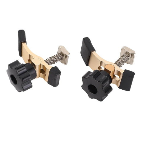 Cnc Router Press Plate Clamps With Easy Grip T Track Hold Down Work Holding System compact clamps for securing projects during engraving.