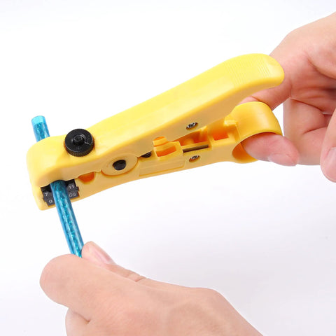 Pro Grade Coaxial Compression Tool Kit with Quick Stripper for easy RG6 RG59 RG11 cable preparation.