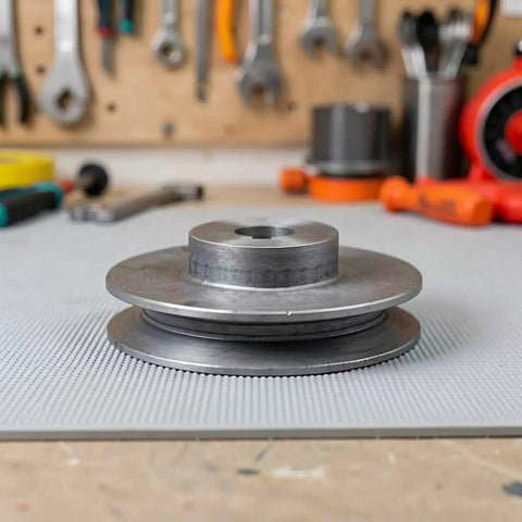 Durable Single Groove V-Belt Pulley With 19mm Bore And 100mm Od Cast Iron Build Includes 6mm Keyway for compressor shafts and drive shafts.