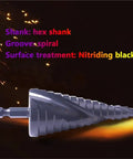 Top Rated Wist 4-32mm Step Drill Bit Set With Hex Shank, Premium Cobalt Steel Construction For Drilling Metal Wood Plastic Projects Effortlessly And Making Clean Holes Like A Boss Without Swapping Bits. hex shank step drill bit with spiral groove and nitride black finish