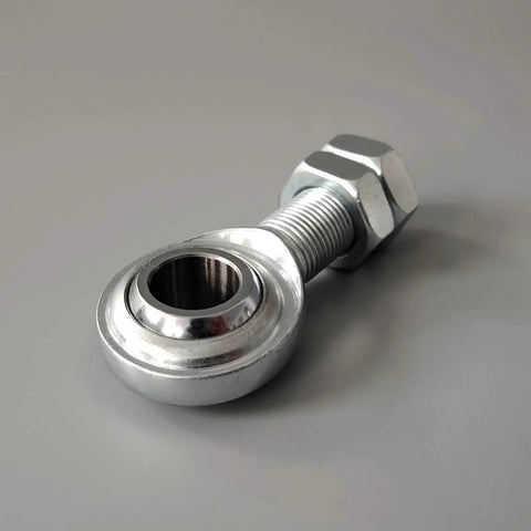 Built Tight For Your Daily Driver Rig Drop Right In Heim Joint Rod End Kit Three Quarter Sixteen CmR12 Male Spherical Bearing Locking Nut Link Rod Suspension Arm 45 Carbon Steel 52100 Zero Play Control Eighteen Thousand Pounds 2 Piece Set, close-up of male rod end with hex nut.