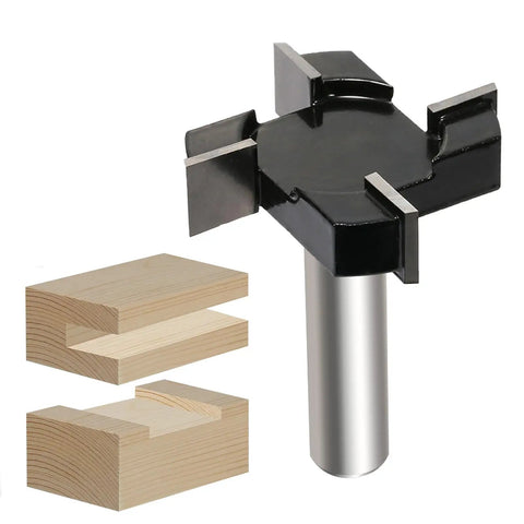 Spoilboard Surfacing Router Bit 1/2 Inch Shank 2 Inch Diameter 4-Wing YG6X Carbide Rabbet Slot Cutter For Woodworking Planing Slab Flattening And Rabbet Cutting