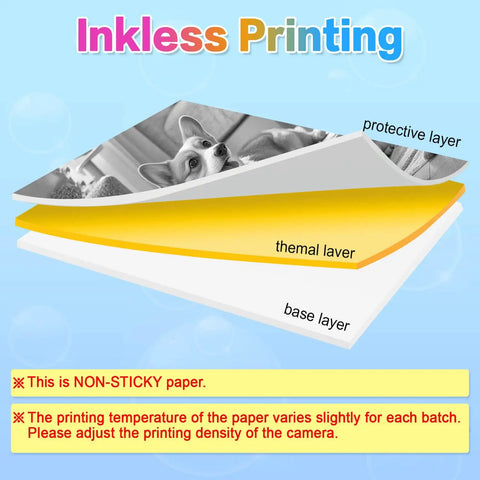 18 Rolls Kids Camera Paper Roll Refill BPA Free Safe Durable Paper For Mini Instant Print Cameras Perfect For Kids Snap And Print Cool Photos With Most Instant Cameras, layered thermal paper diagram