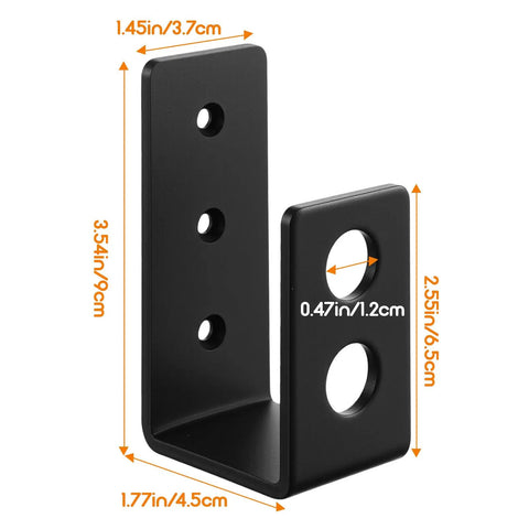Beefed Up 8 Pack Door Barricade Brackets Rock Solid U Bracket Security Stopper With Screw Anchors And Mounting Hardware Premium Kickstop shown with dimensions.