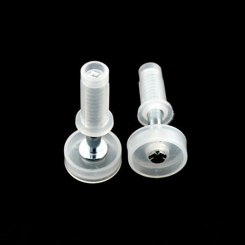 No Sweat Eight Piece Bifold Door Top Guide Roller Kit With Heavy Duty Stainless Steel Build For Slick Operation And Quick Room Divider Repair Upgrade, two clear plastic door guides with stainless steel screws.