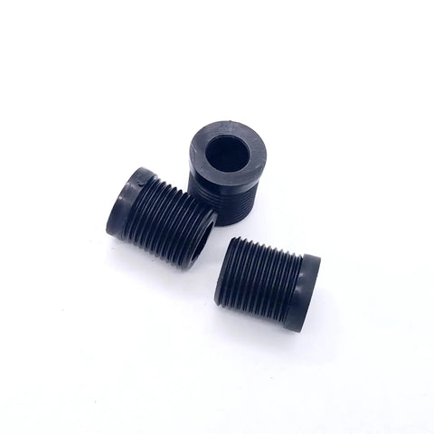 Image of three black threaded adapters for Dope Colorful Ball Style Gear Shift Knob For Manual And Automatic Transmissions Universal Fit Neo Chrome Finish Shifter Lever Upgrade For Cars With Slick Grip And Durable Aluminum Build.