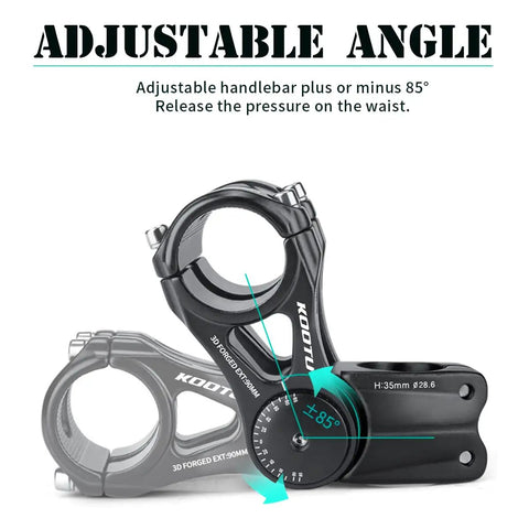 Adjustable Bike Stem 28.6mm 31.8mm Handlebar Extender With Plus Minus 85 Degree Angles for Comfy Fast Ride Display