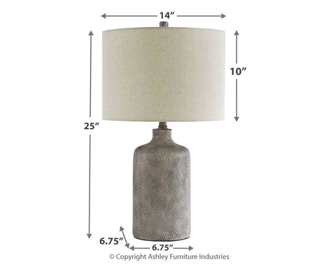 Modern 25 Inch Ceramic Table Lamp With Natural Stone Finish For Living Room Vibe, soft fabric shade, antique texture shown