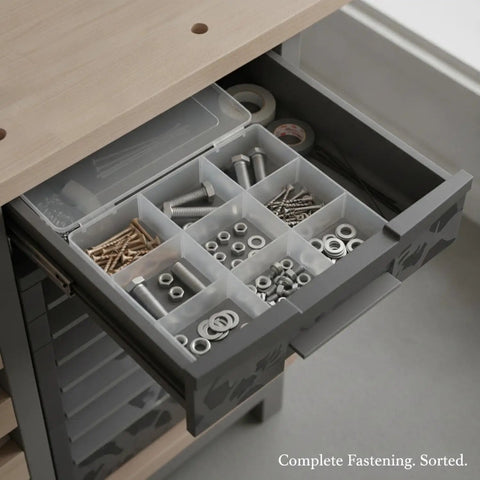 Shop Ready 304 Stainless Steel Hex Bolt Nut Washer Kit With SAE And Metric Fasteners organized in drawer for DIY use