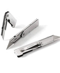 Three Piece Quick Change Folding Pocket Utility Knife Set With Belt Clip for easy blade swaps, compact stainless steel design