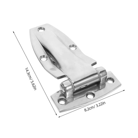 Stainless Steel Side Door Truck Hinge For Box Trucks And Trailers, heavy duty design with smooth operation, measurements 14.3cm x 8.2cm.