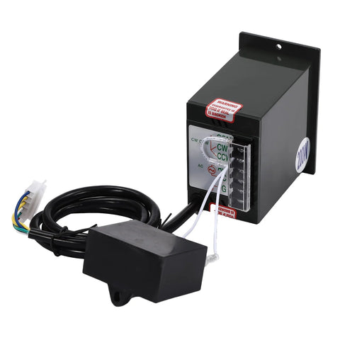 Image of 200W 110V heavy duty industrial gear motor with speed controller and reversing function, ideal for high torque applications.