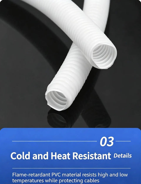Badass Flexible PVC Corrugated Conduit For Electrical Wiring And Cable Routing With Flame Retardant Protection Heavy Duty Milk White Tubing coiled display