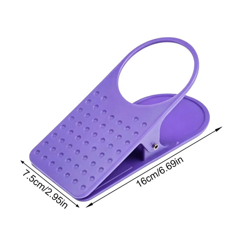 Purple Must Have Durable Drink Cup Clip For Tabletops Rugged Tabletop Holder That Fits Tables Up To 4Cm Thick, shown with dimensions