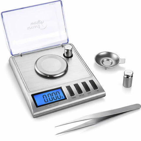 Top Notch Milligram Jewelry Scale With 0.001 g Readout For Gemstones And Fine Gold Digital Precision Scale With Weights and Tweezers