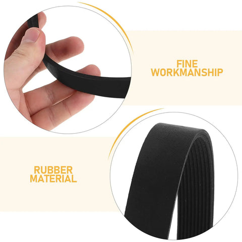 Heavy Duty Black Rubber Lawn Tractor Ground Drive Belt Replacement for Most Major Lawn Mowers, Easy Install, No Fuss, Durable Drive Belt for Reliable Power Transmission and Smooth Operation close-up of black rubber belt