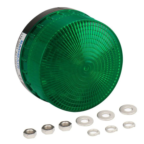 Hella Bright Industrial Green Strobe Warning Light AC 110V 3W LED Beacon for Factory and Construction Sites with metal mounting hardware.