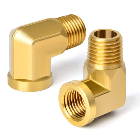 2 Pack 90 Degree Street Elbow Brass Pipe Fitting Half Inch NPT Male To Half Inch NPT Female Barstock Corrosion Resistant