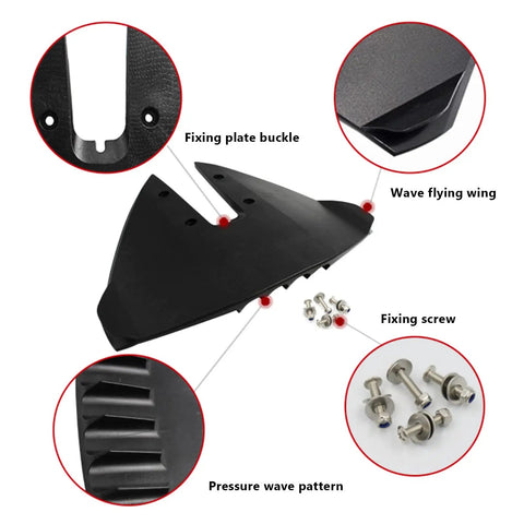 Hydrofoil Stabilizer For Boats Fits 15 To 300HP Outboard Engines Marine Fin Stabilizer components with fixing bolts and design details