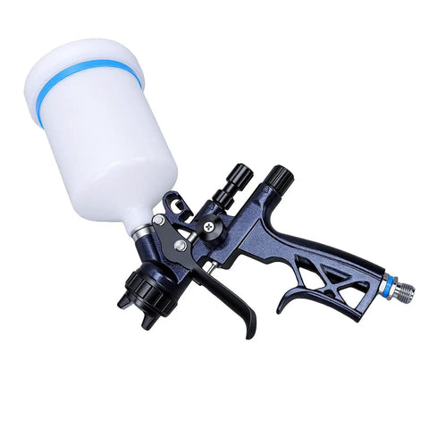 Top Shelf Hvlp Paint Sprayer Gun Featuring 1.3 Mm Nozzle And 600 Ml Reusable Cup For Auto Furniture And Woodworking Dropping Hella Even Basecoat And Clear Coat Finishes Daily, showing a spray gun with a 600ml cup.