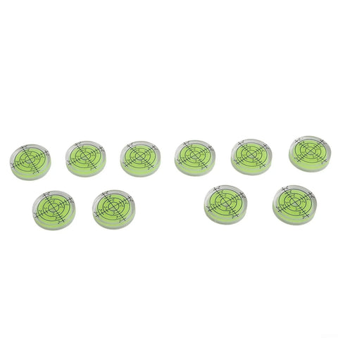 Round Bubble Level Vial 32x7mm 10-Pack for acrylic for spirit Level with, showing ten circular bubble levels in a row.