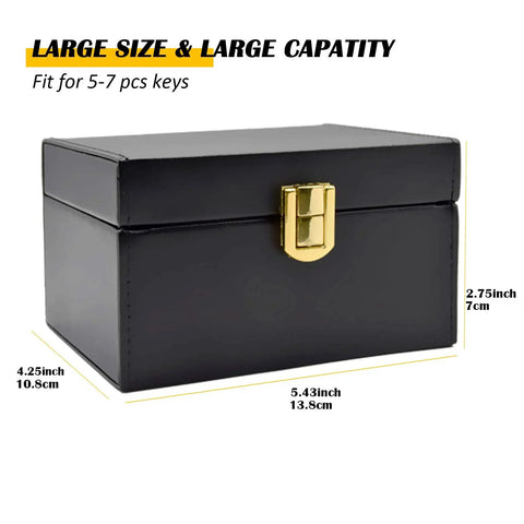 Faraday Box Key Fob Protector For Car Keys, RFID Signal Blocking Shield, holds 5 to 8 keys with PU cover, gold latch