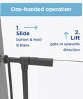 Demonstration of the Clear Ultimate Baby Gate With Auto Close Walk Through No Fuss Safe Step Design Secure Handle Pressure Mounted