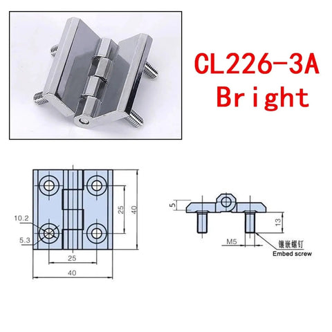 Heavy Duty Stud Screw Hinge for Industrial Machinery and Equipment Box Door 40x40mm Corner Bracket Locking Hinge Kit Bright Finish