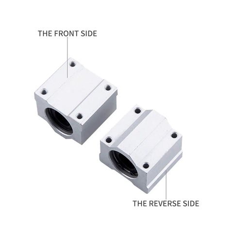 4 Pack Linear Motion Bearing Slides for CNC Parts and 3D Printer Upgrades, 8mm to 25mm Length, Compatible With SCS8UU to SCS25UU, Precision Machine Tools, Durable, High Precision Motion for DIY Builds, front and reverse view