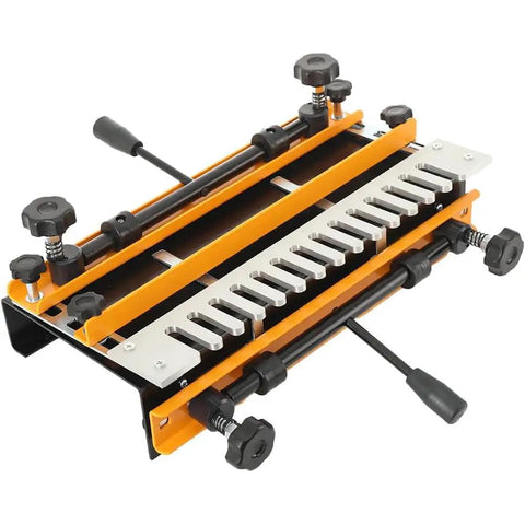 No Nonsense 12 Inch Dovetail Router Jig For Woodworking with adjustable clamps and aluminum body for precise cuts.