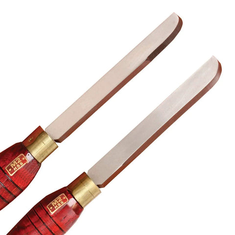 Pro Grade M2 High Speed Steel Round End Inboard Side Scraper 2 Piece Set For Woodworking, featuring thick steel blades.