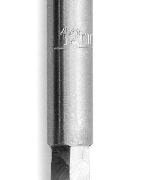 QWORK wood auger drill bit, 1/2 in diameter x 16 in length, 3/8 in hex shank, steel (close-up)
