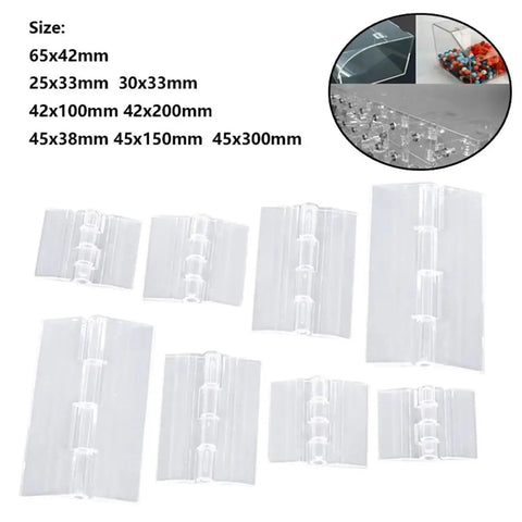 Two Pack Clear Plastic Folding Hinge For Doors And Cabinets, transparent acrylic hinges in various sizes, foldable ABS hardware