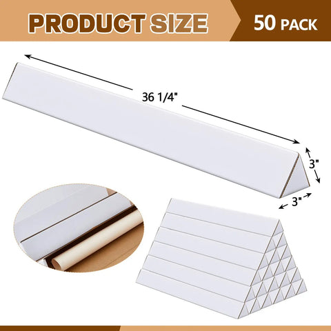 Tough Triangle Mailing Tubes 50 Pack Corrugated Cardboard Poster Tubes 36 Inch Long Oyster White shown in triangular shape.