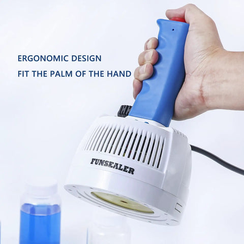 Heavy Duty Induction Heat Sealer Straight Shooter Bottle Cap Capping Machine For Aluminum Foil Films held in hand with ergonomic grip.