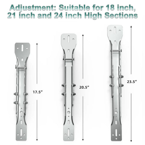 Adjustable Garage Door Reinforcement Bracket Kit For Openers And Parts, heavy duty steel, extends to 18, 21, 24 inches, side view