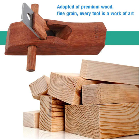 Sturdy Mini Hand Plane With Razor Sharp 127mm Steel Blade And Tough Brass Tipped Base For Slick Surface Prep and Fast Wood Trimming Portable Carpenter Essential, close-up with premium wood blocks.