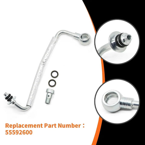 Turbo Oil Return Drain Line And Oil Feed Pipe Kit, 4 Piece Set, Fits Encore Sonic Cruze Trax 1.4L L4 Engines, Replacement Part 55592600