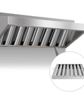 Six Pack 19.5 By 19.5 Inch 430 Stainless Steel Hood Filters With 7 Grooves And Dual Side Handles in commercial kitchen setup