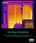 Thermal imaging of a window scene with Handheld WiFi Thermal Camera With 8MP Visual Camera and 3.5 Inch Touch Screen Real Time Live Super Resolution 640x480 Thermal Imaging 256x192 IR Intelligent Scene Detection Video Recording.
