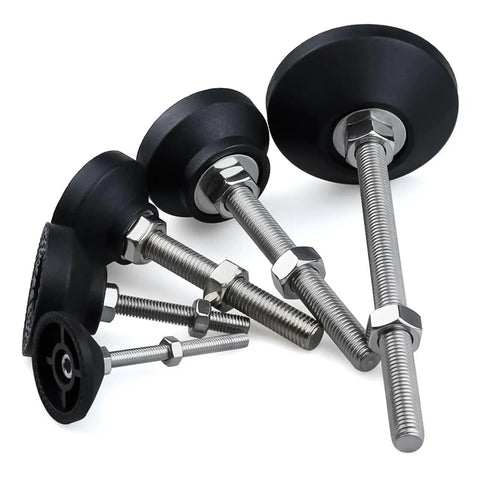 Adjustable Leveling Feet For Furniture With 40mm Diameter, Height Adjustable From 30 To 150mm, M5 To M12 Thread Compatibility, Nylon And Stainless Steel Base, No Tool Needed Setup, Reduces Wobble And Protects Floors, black