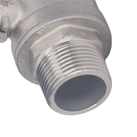 Close-up of Heavy Duty One Inch Npt Male Thread Stainless Steel Ball Valve For Water Oil And Gas Lines fittings.