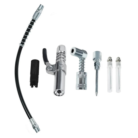Grease Gun Accessory Kit With Needle Dispenser 90 Degree Coupler 12 Inch Hose Fitting Cleaner for Auto Shop Farm Industrial Maintenance