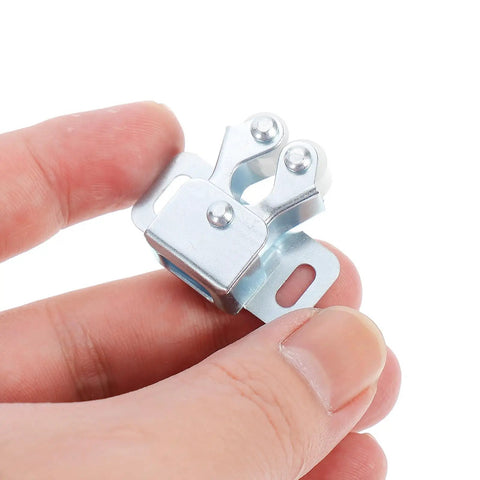 Close-up of 20 Piece Cabinet Door Latch Double Roller Catch Set With Cold Rolled Steel Construction for cupboard doors
