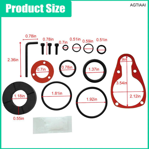 Flooring Nailer Rebuild Kit With 105043 Bumper And O Ring Set For MIIIFN MIIIFS And MIII showing components and sizes