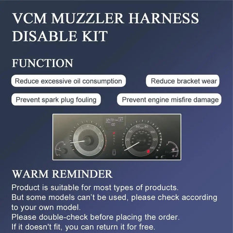 VCM Muzzler Harness Disable Kit functions and dashboard image for Muzzler Tuner For Honda Odyssey Pilot Accord Ridgeline And Acura 3.5L V6 With 30Cm Harness Plug And Play Adjustable Dial For Stable Vehicle Control Disable And Enhanced Engine Performance