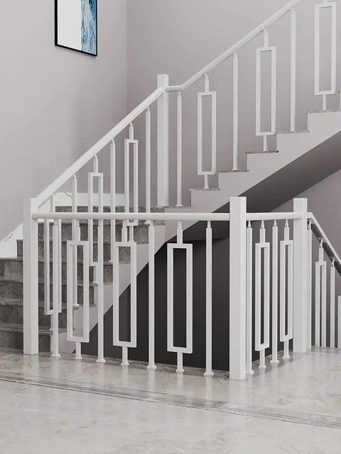 Tough As Nails White Steel Banister Railing Posts Stair Spindle Columns For Deck Ready Indoor Outdoor Yards Porches With No Sweat Floor Mount Kit 30 Pack in modern stair design