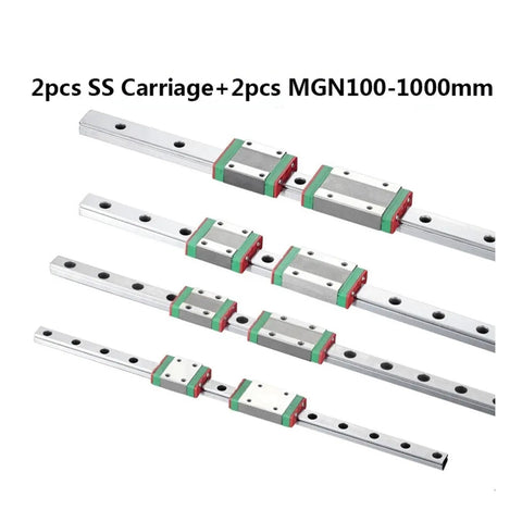 Two Pack MGN12 And MGN15 Linear Rails 100mm To 1000mm With Slide Blocks For 3D Printer And CNC Accessory Kit, shown in set.