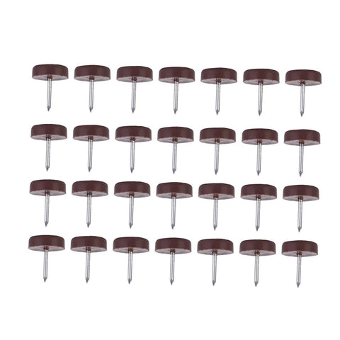 Heavy Duty Durable Plastic Furniture Glides For Chairs Tables And Sofas With No Slip Nail Pads In Coffee Color 100 Pack Flat Surface 18mm Diameter