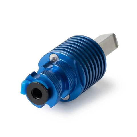 Top Tier V6 Hotend Kit For Creality Ender 3 And Cr10 Plus features a blue aluminum extruder with smooth surface and hexagon nozzle.